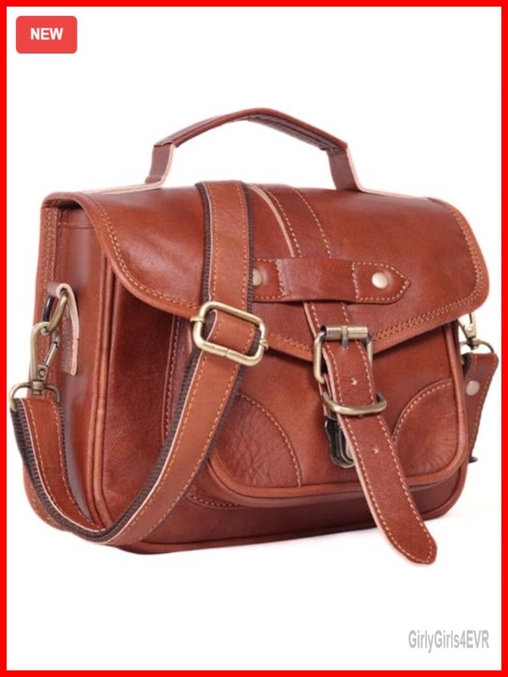 Genuine Leather Mini Crossbody Bag Small Saddle Purse Adjustable Strap